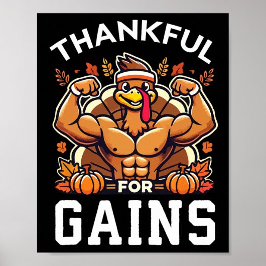 Dankbaar voor winsten - Thanksgiving Funny Gym Wor Poster (Voorkant)