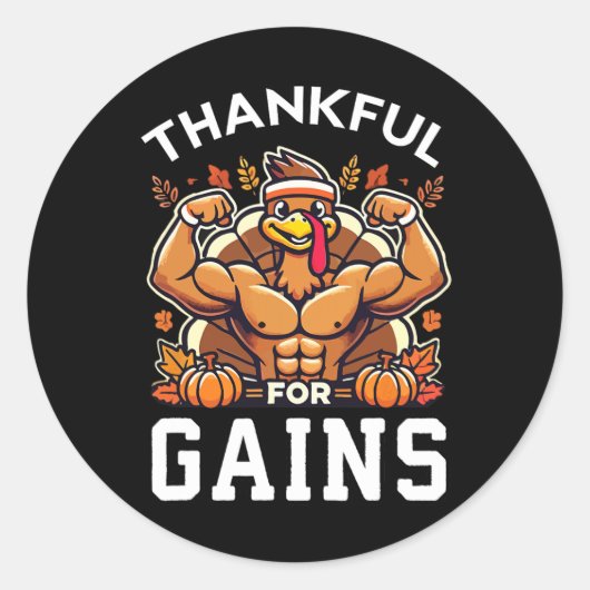 Dankbaar voor winsten - Thanksgiving Funny Gym Wor Ronde Sticker (Voorkant)
