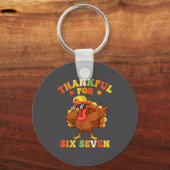 Dankbaar Voor Zes Zeven 6 7 Meme Thanksgiving Turk Sleutelhanger (Voorkant)