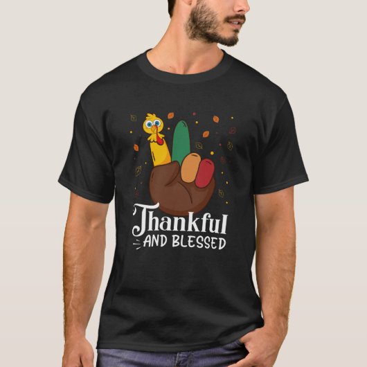 Dankbaar Vredesteken Thanksgiving T-shirt (Voorkant)