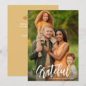 DANKBAAR | wenskaart voor Thanksgiving van het gez Feestdagenkaart (Voorkant / Achterkant)