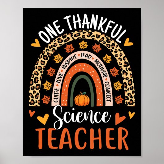 Dankbaar Wetenschapsdocent Thanksgiving Regenboogd Poster (Voorkant)