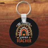 Dankbaar Wetenschapsdocent Thanksgiving Regenboogd Sleutelhanger (Voorkant)