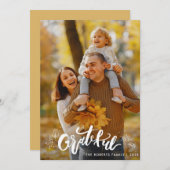 DANKBAAR | Witte belettering Happy Thanksgiving Ca Feestdagenkaart (Voorkant / Achterkant)