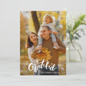 DANKBAAR | Witte belettering Happy Thanksgiving Ca Feestdagenkaart (Staand voorkant)