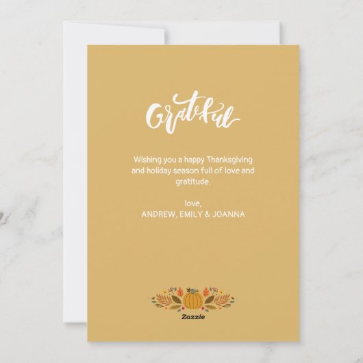 DANKBAAR | Witte belettering Happy Thanksgiving Ca Feestdagenkaart (Achterkant)