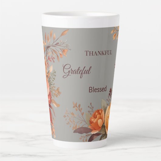 Dankbaar zalig gezegend Bloemen Thanksgiving Latte Mok (Voorkant)