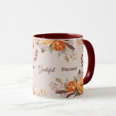 Dankbaar zalig gezegend Bloemen Thanksgiving Mok (Voorkant rechts)