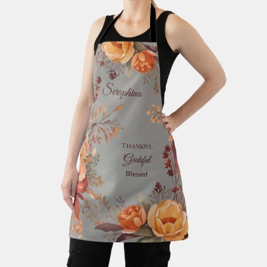 Dankbaar zalig gezegend Bloemen Thanksgiving Schort (Insitu)