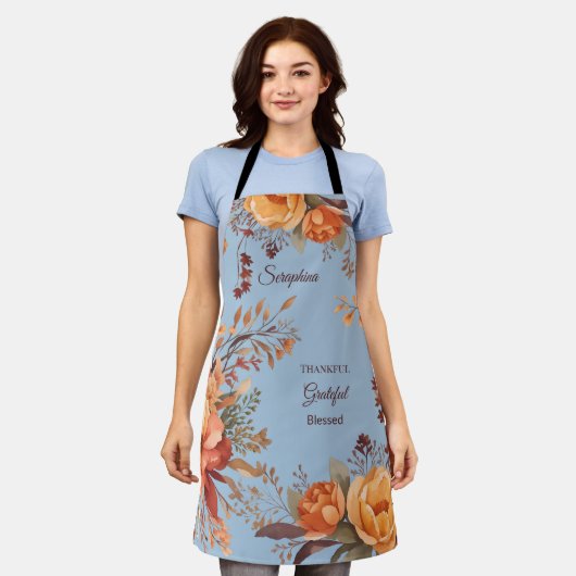Dankbaar zalig gezegend Bloemen Thanksgiving Schort (Gedragen)
