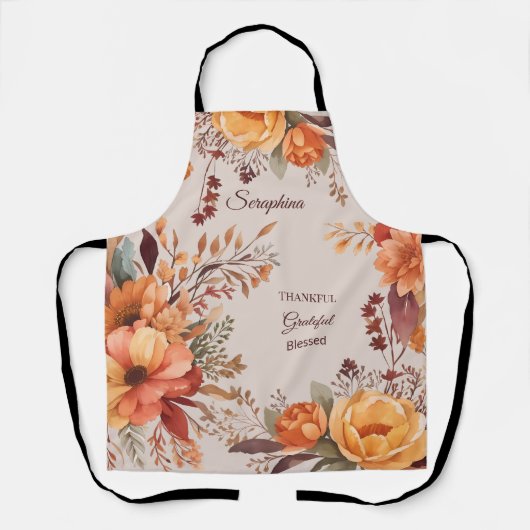Dankbaar zalig gezegend Bloemen Thanksgiving Schort (Voorkant)