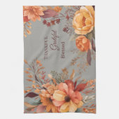 Dankbaar zalig gezegend Bloemen Thanksgiving Theedoek (Verticaal)