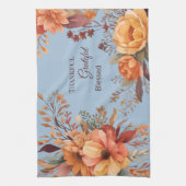Dankbaar zalig gezegend Bloemen Thanksgiving Theedoek (Verticaal)