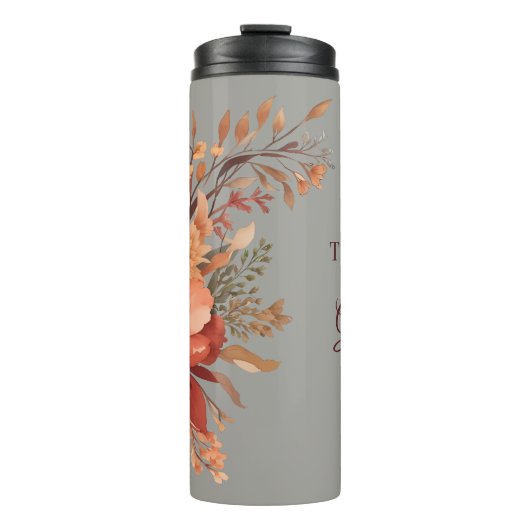 Dankbaar zalig gezegend Bloemen Thanksgiving Thermosbeker (Voorkant)