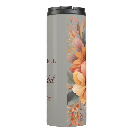 Dankbaar zalig gezegend Bloemen Thanksgiving Thermosbeker (Achterkant)