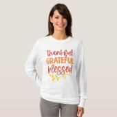 dankbaar zalig gezegend Thanksgiving herfst T-shirt (Voorkant volledig)