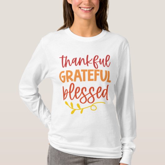 dankbaar zalig gezegend Thanksgiving herfst T-shirt (Voorkant)