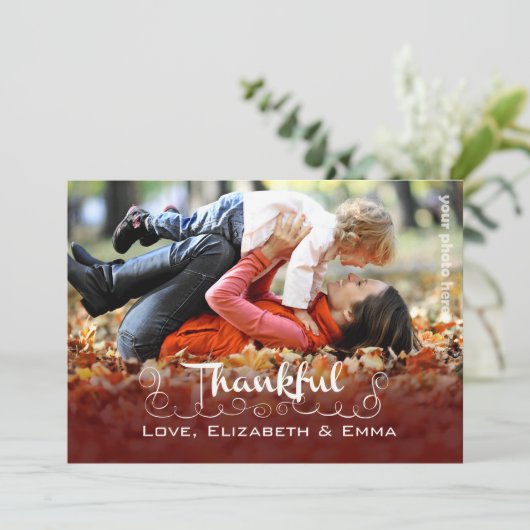 Dankbaar zijn. Thanksgiving aangepaste foto Feestdagenkaart (Staand voorkant)