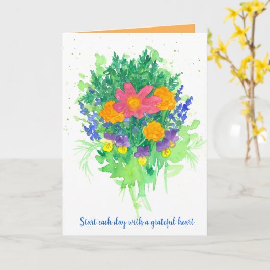 Dankbaarheid Aanmoediging Boeket Positieve woorden Kaart (Gele Bloem)