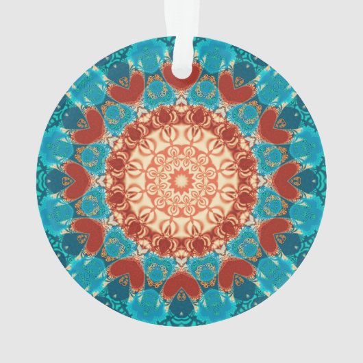 Dankbaarheid Aqua Blauwgroen Mandala Aangepaste wo Ornament (achterkant)