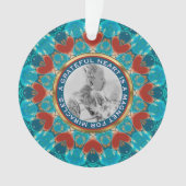 Dankbaarheid Aqua Blauwgroen Mandala Aangepaste wo Ornament (voorkant)