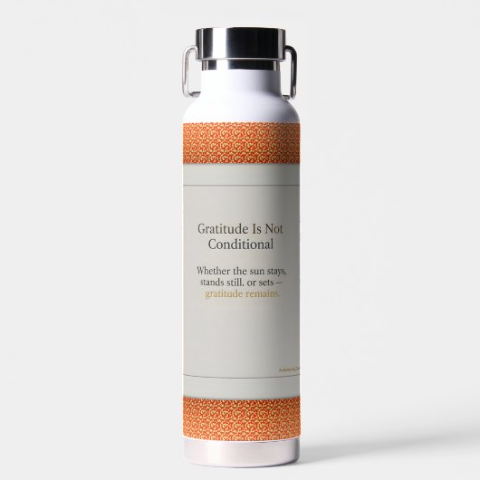 Dankbaarheid Blijft: aarden drinkware Mindful Waterfles (Voorkant)