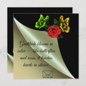 Dankbaarheid bloeit in kleur zoals vlinders en roz bedankkaart (Voorkant / Achterkant)