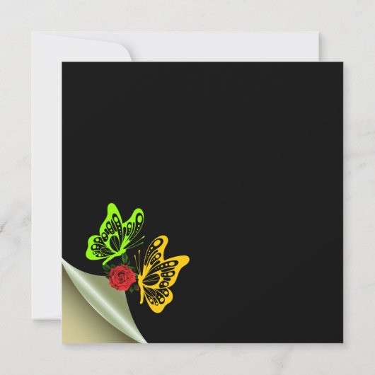 Dankbaarheid bloeit in kleur zoals vlinders en roz bedankkaart (Achterkant)