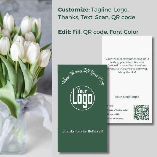 Dankbaarheid: Bloemist Winkel Verwijzing Dank u Visitekaartje