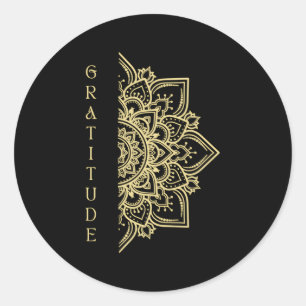 Dankbaarheid Dala Typografie Zen Namaste Yoga Medi Ronde Sticker