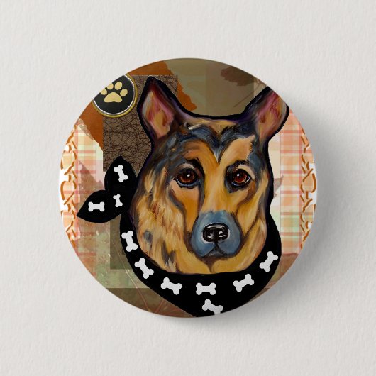 DANKBAARHEID DUITSE HERDER RONDE BUTTON 5,7 CM (Voorkant)
