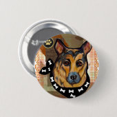 DANKBAARHEID DUITSE HERDER RONDE BUTTON 5,7 CM (Voorkant /achterkant)