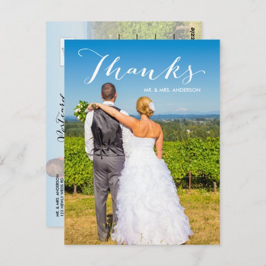 dankbaarheid | Foto bruiloft Dank u Briefkaart (Voorkant / Achterkant)
