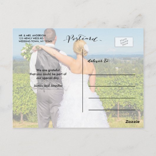 dankbaarheid | Foto bruiloft Dank u Briefkaart (Achterkant)