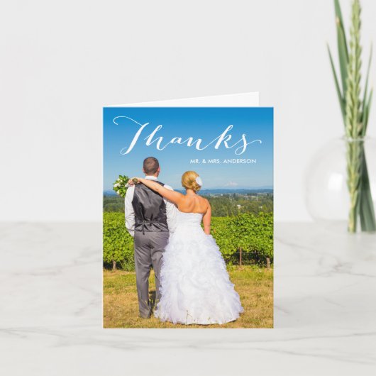 dankbaarheid | Foto bruiloft dank u opmerking Bedankkaart (Voorkant)