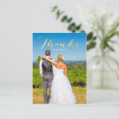 Dankbaarheid Goud | Foto bruiloft Dank u Briefkaar Briefkaart (Staand voorkant)