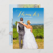 Dankbaarheid Goud | Foto bruiloft Dank u Briefkaar Briefkaart (Voorkant / Achterkant)