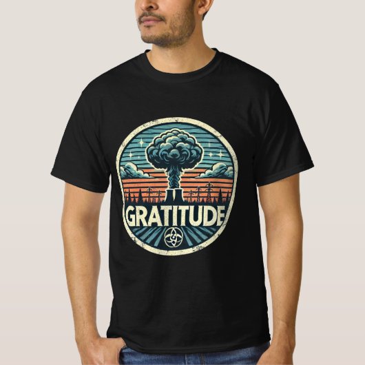 Dankbaarheid: Grafisch ontwerp oude kerncentrale T-shirt (Voorkant)