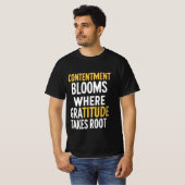 Dankbaarheid groeit-motivatie t-shirt (Voorkant volledig)