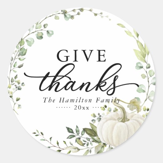 Dankbaarheid Groene Krans Thanksgiving Dinner Ronde Sticker (Voorkant)