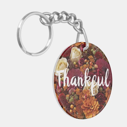 Dankbaarheid Herfst Bloemen Acryl Sleutelhanger (Voorkant Links)