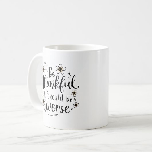 Dankbaarheid in een kopje Wees dankbare Mok (Voorkant links)