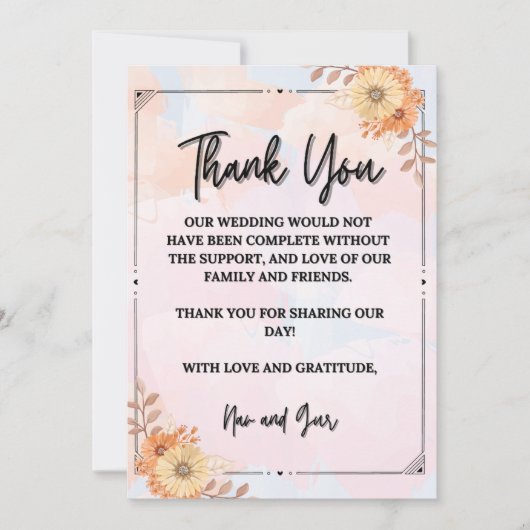 Dankbaarheid in Elke Blik Bedankkaart (Voorkant)