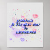 dankbaarheid is de deur opengezet voor overvloed poster (Voorkant)