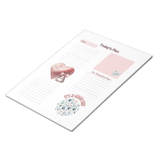 Dankbaarheid Kinder Roze Bunny Paw Prints Notitieb Notitieblok (Schuin)