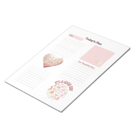 Dankbaarheid Kinder Schattigee Roze Dagelijkse Pla Notitieblok (Schuin)