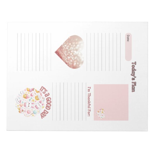 Dankbaarheid Kinder Schattigee Roze Dagelijkse Pla Notitieblok (Voorkant)