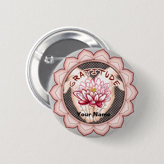 Dankbaarheid Lotus pin knop Ronde Button 5,7 Cm (Voorkant /achterkant)