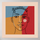 "Dankbaarheid" Minimalistische Gezichtslijn Kunst  Poster (Voorkant)