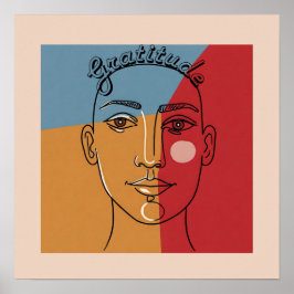 "Dankbaarheid" Minimalistische Gezichtslijn Kunst Poster